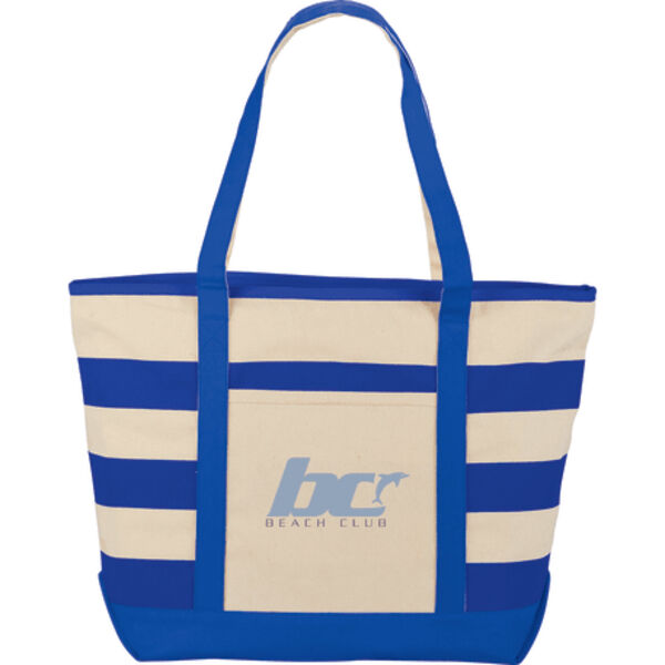 Zippered Stripe 10oz Cotton Canvas Tote Thumbnail