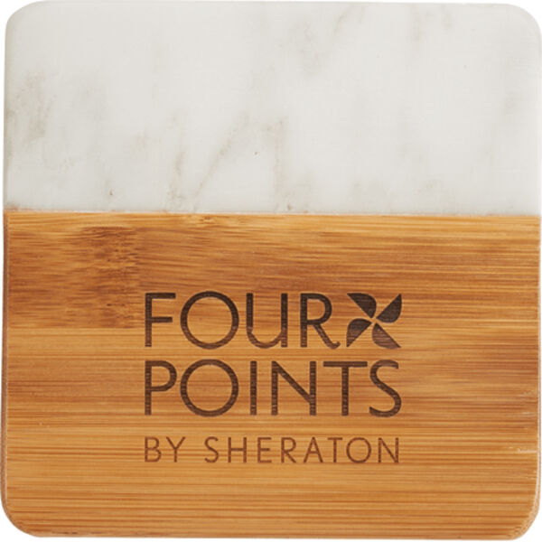 Marble and Bamboo Coaster Set Thumbnail